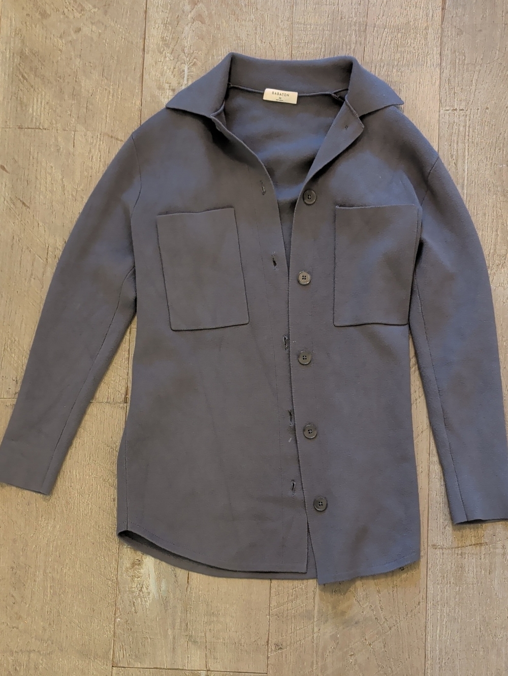 Aritzia Babaton Blue Milano Knit Shirt Jacket XS